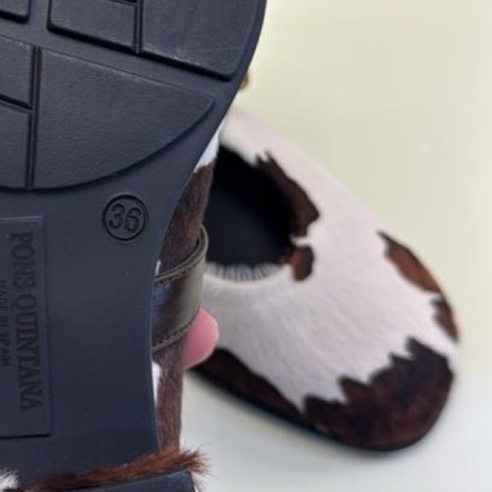 Pons Quintana cow print Brown & White Cowhide Mary Janes with Buckle calf hair - Picture 4 of 4